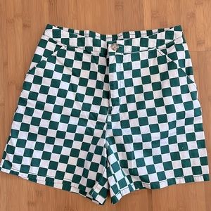 Green & White Checkered Shorts